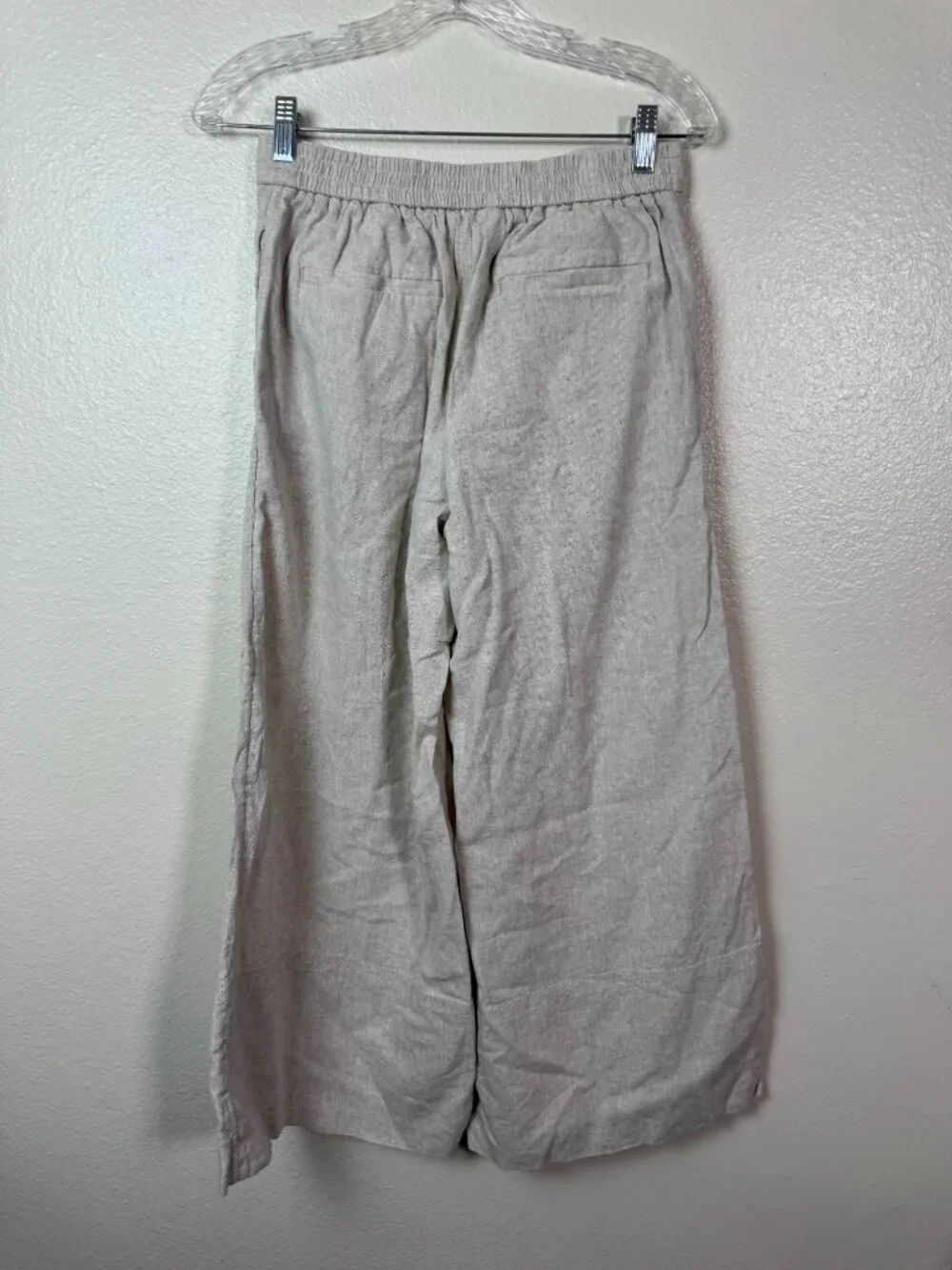 Banana Republic Wide Leg Cropped Linen Blend Pants size XS Flax Beige Minimalist